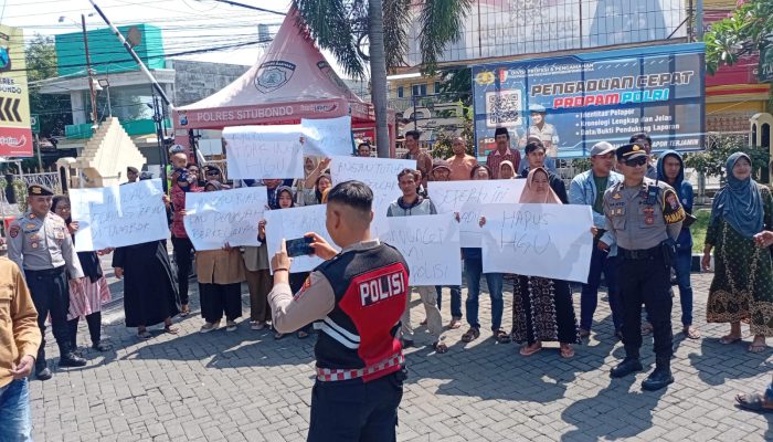 Datangi Polres Situbondo dalam Aksi Damai, Warga Karangmalang Minta Negara Hadir Beri Perlindungan